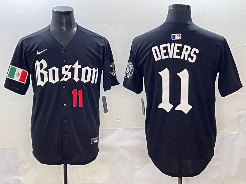 Men 2025 Boston Red Sox #11 Devers Black Five generations Joint Name Nike MLB Jersey style 9->boston red sox->MLB Jersey